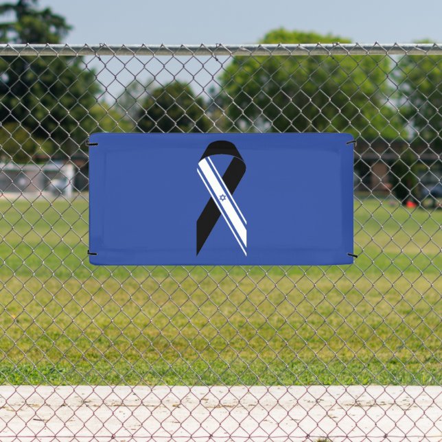 Lona Bandera israelí azul conmemorativo de la cinta neg (in situ)