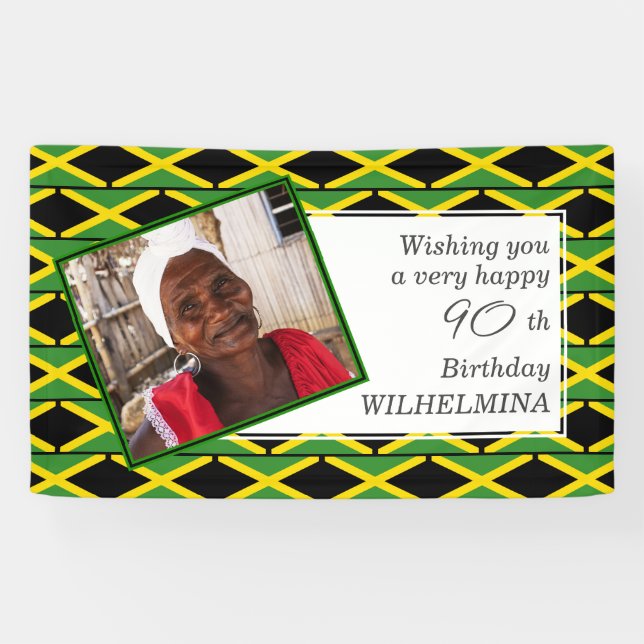 Lona BANDERA JAMAICA 90th Birthday Any Age Photo (Horizontal)