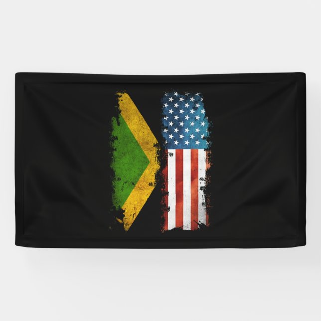 Lona Bandera Jamaiquina Estadounidense Jamaica Usa (Horizontal)