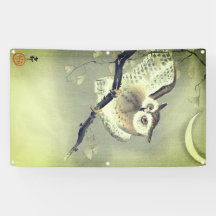 Bandera JAPONESA del BÚHO de la IMPRESIÓN de