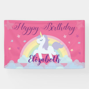 Lona Bandera mágica del unicornio del feliz cumpleaño