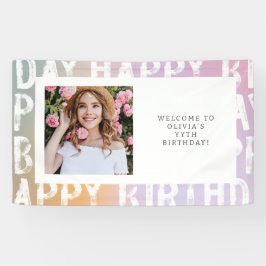 Lona Bandera moderna de cumpleaños con foto ombre paste