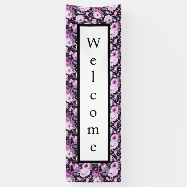 Lona Bandera morada de bienvenida (Vertical)
