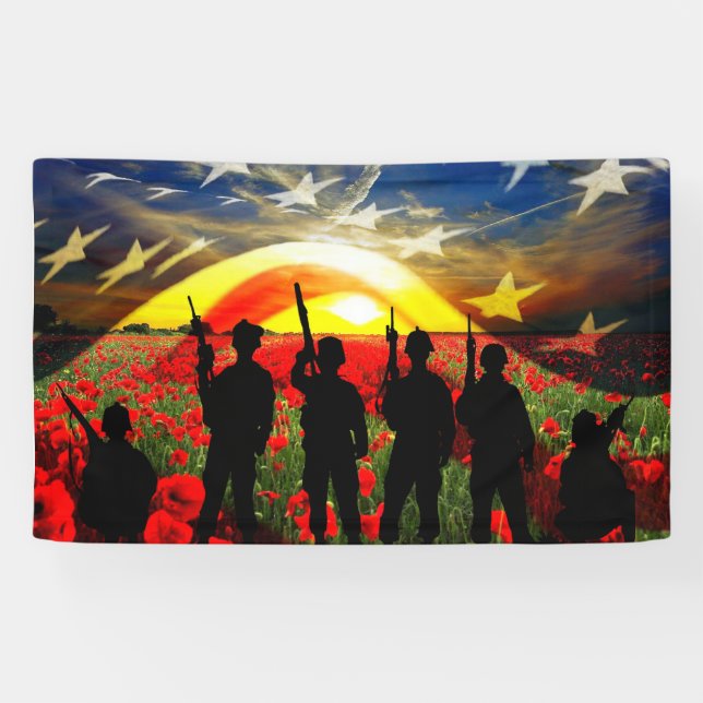 Lona Bandera Norteamericana De Soldado En Honor (Horizontal)