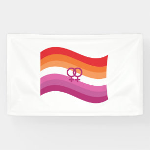 Lona Bandera ondulada de amor lésbico al atardecer Orgu