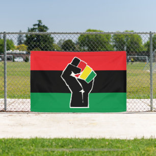Lona bandera panafricana Puño, historia negra afroameri