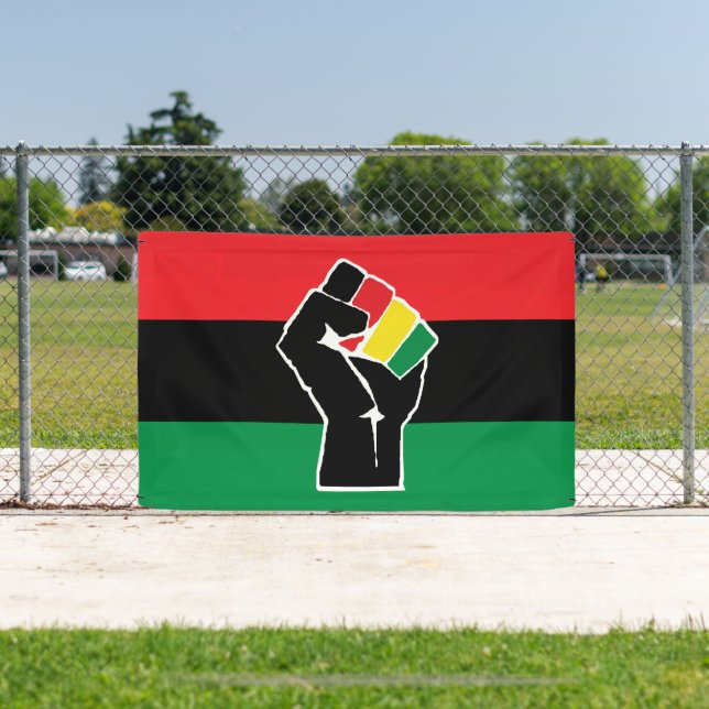 Lona bandera panafricana Puño, historia negra afroameri (in situ)