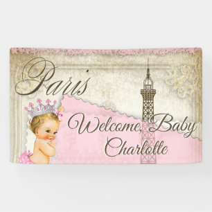 Lona Bandera para baby shower de París