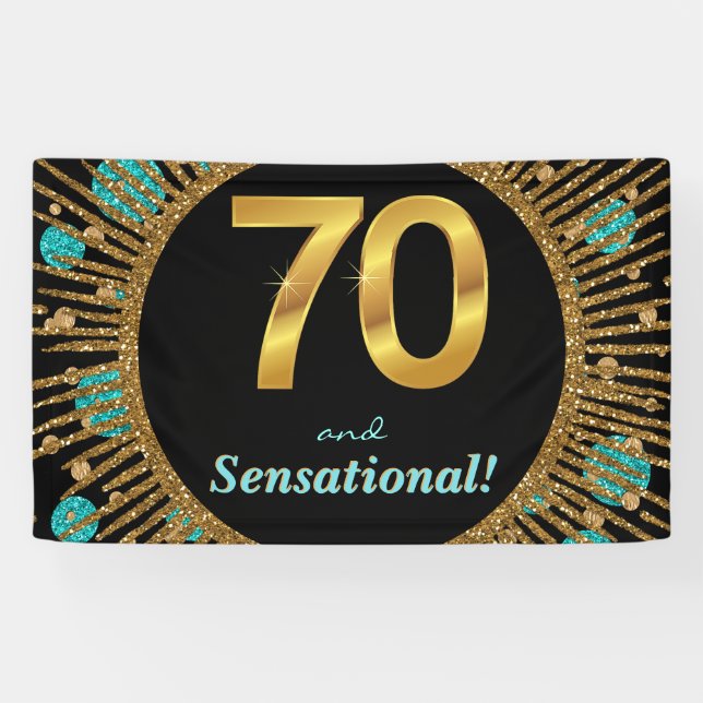 Lona Bandera para el 70 cumpleaños de mujer (Horizontal)