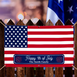 Lona Bandera Patriótica de EEUU Feliz 4 de julio, nombr