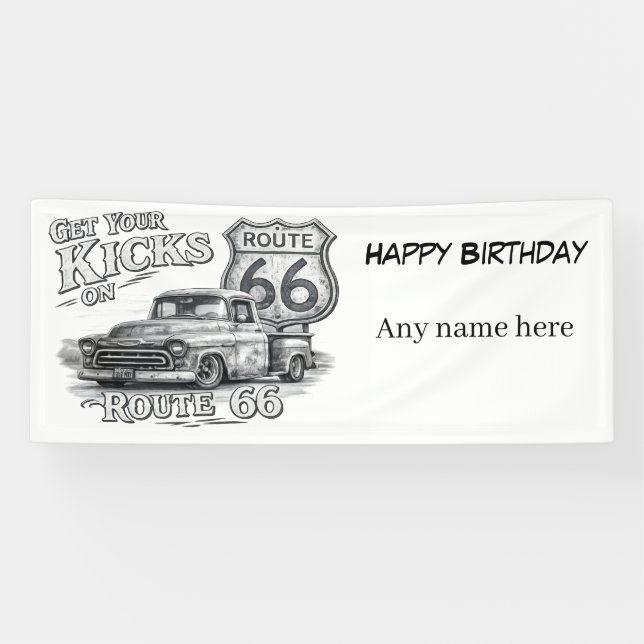 Lona Bandera personalizable de la Ruta 66 (Horizontal)