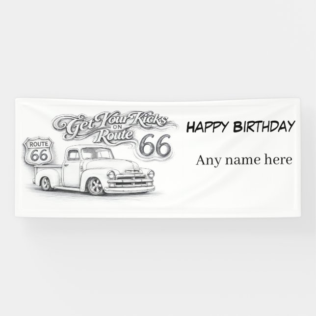 Lona Bandera personalizable de la Ruta 66 (Horizontal)