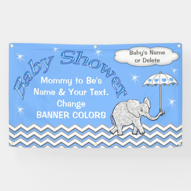 Lona Bandera personalizada de Baby Shower del elefante (Horizontal)