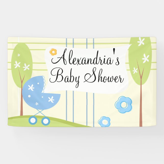 Lona Bandera personalizada de Baby Shower del muchacho (Horizontal)