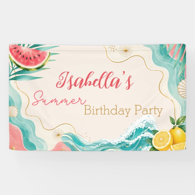 Lona Bandera personalizada de cumpleaños de verano (Horizontal)