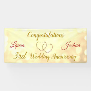 Lona Bandera personalizada del 3er aniversario de bodas