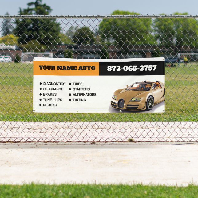 Lona Bandera personalizada para servicios de automóvil (In situ)