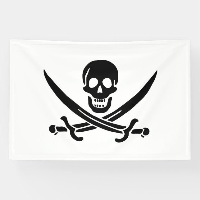 Lona Bandera Pirata Calavera Espadas Cruzadas (Horizontal)