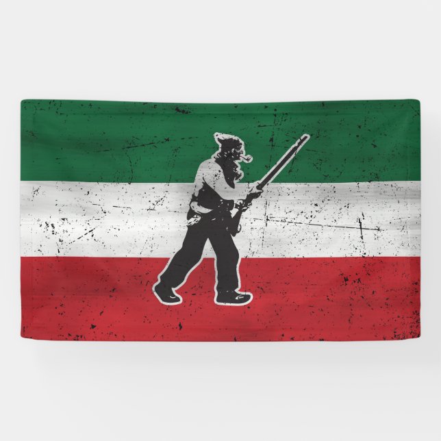 Lona Bandera Quebec y Patriota Henri Julien erosionado (Horizontal)