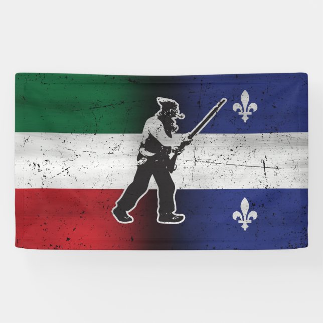 Lona Bandera Quebec y Patriota Henri Julien erosionado (Horizontal)