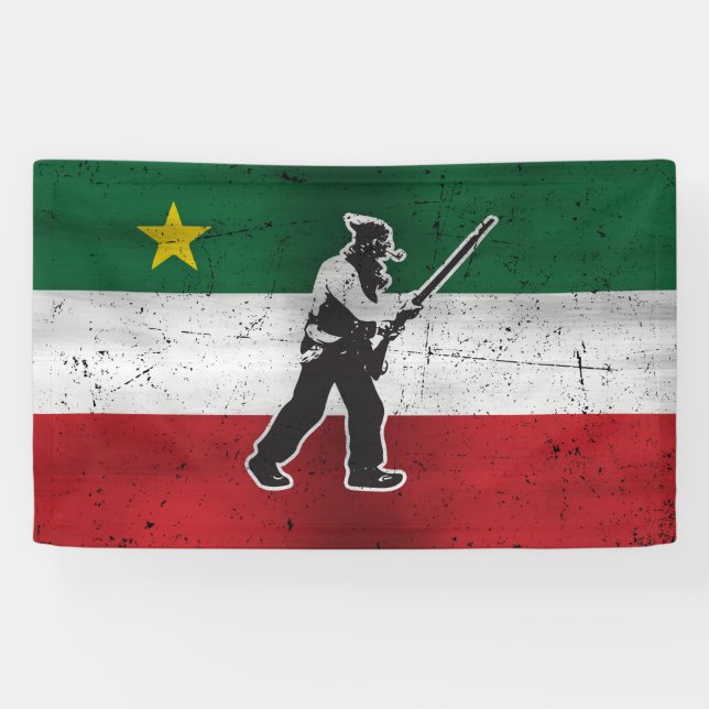 Lona Bandera Quebec y Patriota Henri Julien erosionado (Horizontal)