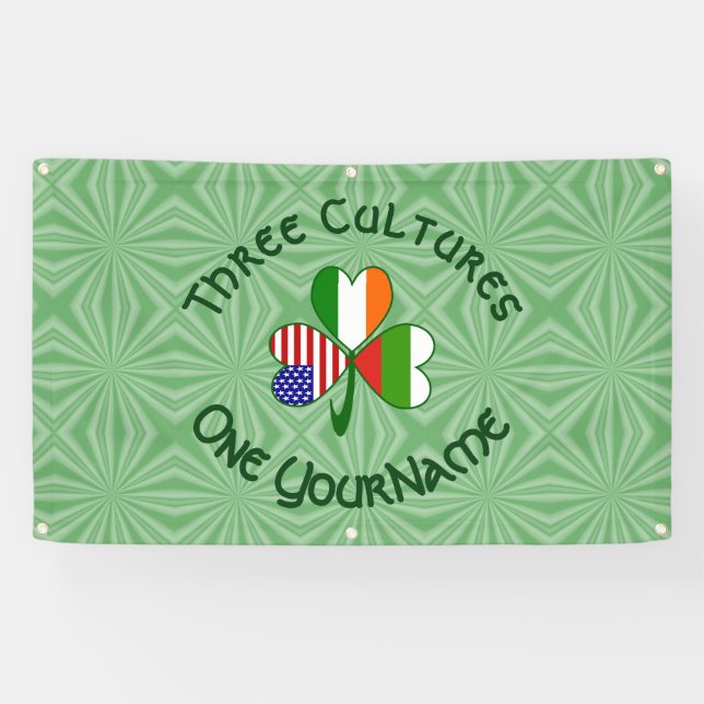 Lona Bandera Shamrock irlandesa norteamericana búlgara  (Horizontal)