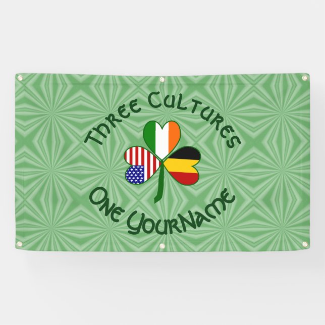 Lona Bandera Shamrock norteamericana belga personalizad (Horizontal)