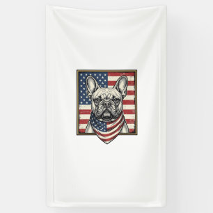 Lona Bandera vintage patriótica de Bulldog Francés