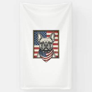 Lona Bandera vintage patriótica de Bulldog Francés