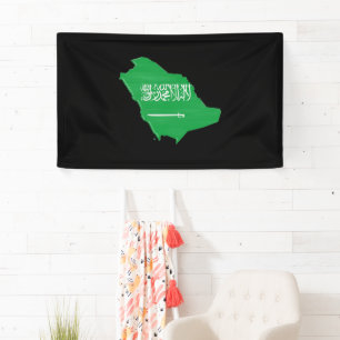 Lona Bandera y mapa de Arabia Saudita