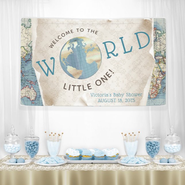 Lona Banderas de bienvenida para baby shower con mapas  (Subido por el creador)