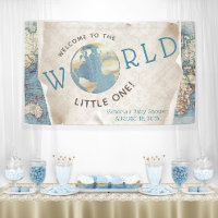 Banderas de bienvenida para baby shower con mapas 