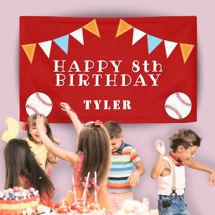 Lona Banderas de Bunting Cute Béisbol Niños Fiesta de c