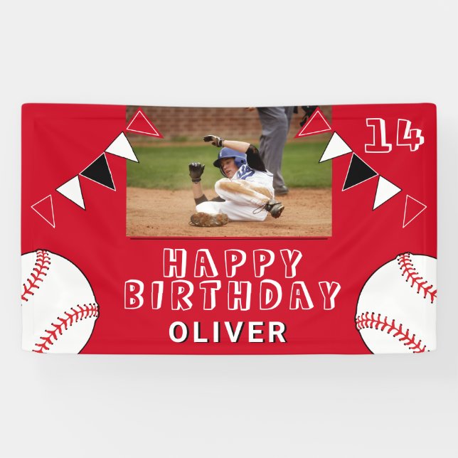 Lona Banderas de Bunting de bolas de béisbol Fotos Roja (Horizontal)