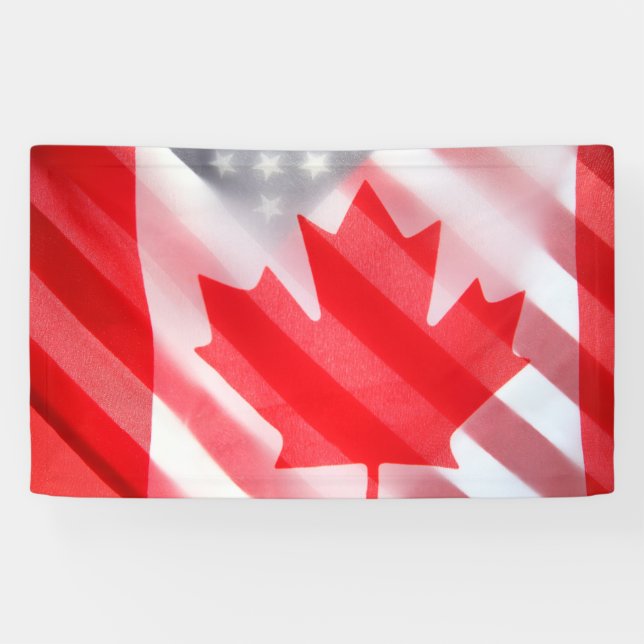 Lona Banderas de Canadá y Estados Unidos (Horizontal)