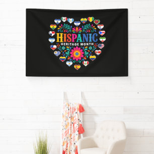 Lona Banderas de corazón del Mes de la Herencia Hispana