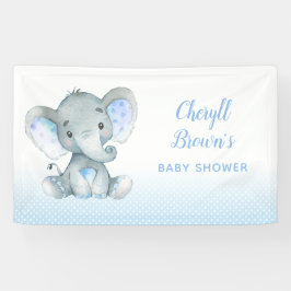 Lona Banderas de elefantes - Baby Shower Backups (Azul)