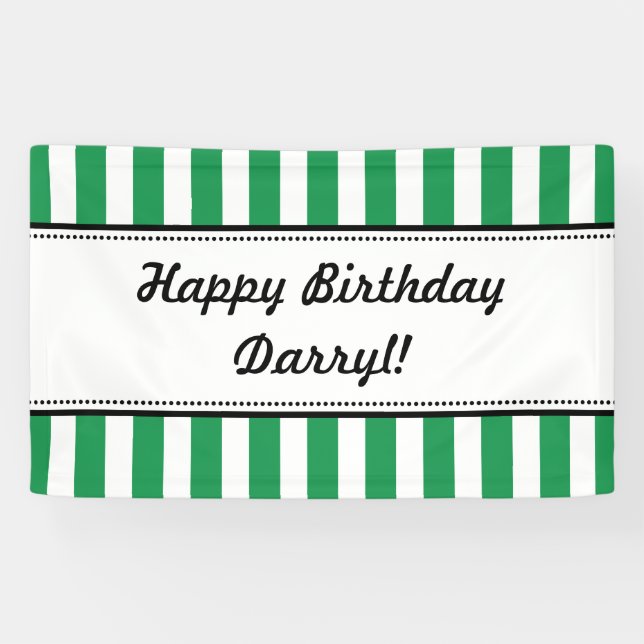 Lona Banderas de Green White Birday Stripes (Horizontal)