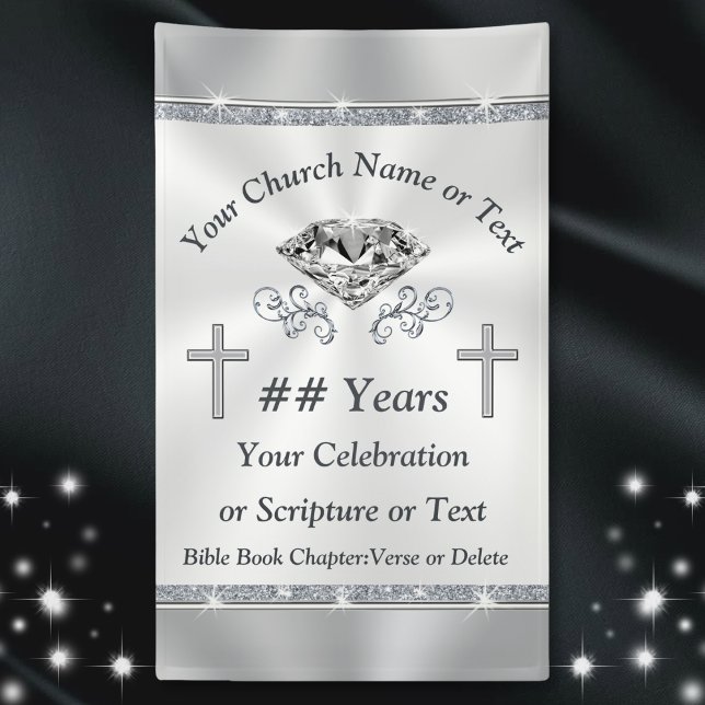 Lona Banderas de vinilo de iglesia vertical para cualqu (Christian Wedding Banner. Diamond Wedding Banner. Diamond themed wedding. Church Celebration Ideas.)