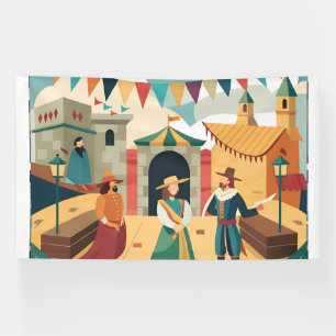 Lona banderas históricas de pintura que representan el 