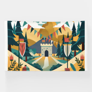 Lona banderas históricas de pintura que representan el 