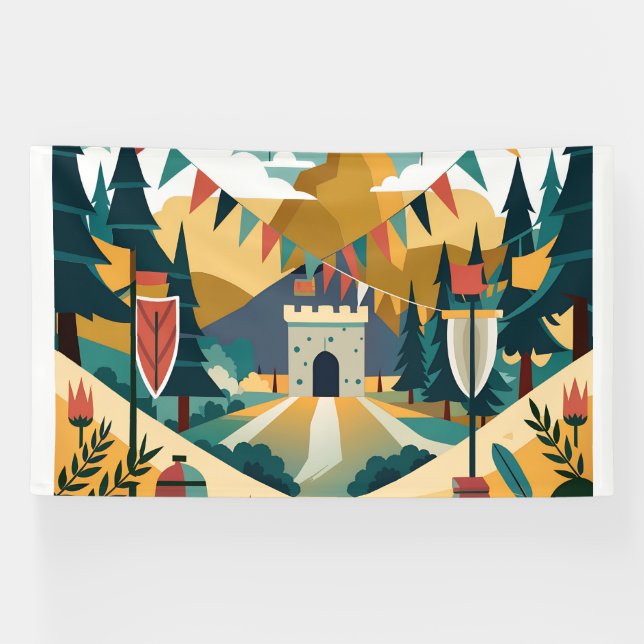 Lona banderas históricas de pintura que representan el  (Horizontal)