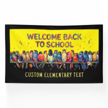 Banderas personalizadas de bienvenida al colegio p