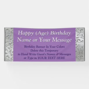 Lona Banderas personalizadas del cumpleaños, su texto 