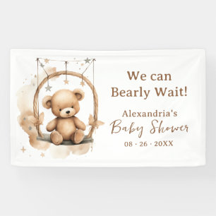 Lona Banderín de Baby Shower de Osito de Peluche Neutro