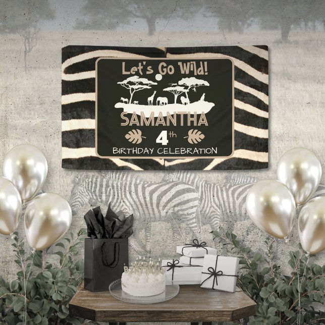 Lona Banderín de cumpleaños con estampado de cebra (Subido por el creador)