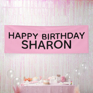 LONA BANDERÍN DE CUMPLEAÑOS ROSA PERSONALIZADO