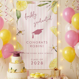 Lona Banderín de Fiesta de Graduación de Limón Recién G