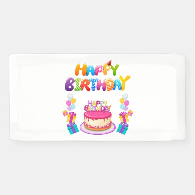 Lona Banderín de Vinilo 2x1 Confeti de Fiesta de Cumple (Horizontal)