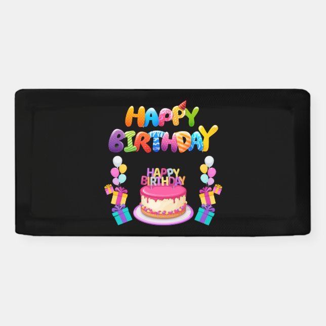 Lona Banderín de Vinilo 2x1 Confeti para Fiesta de Cump (Horizontal)